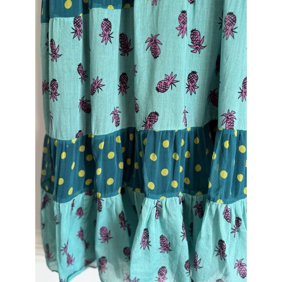 Tricot Chic Patchwork Sleeveless Tiered Midi Babydoll Dress 8 Boho Cottagecore - Picture 5 of 13